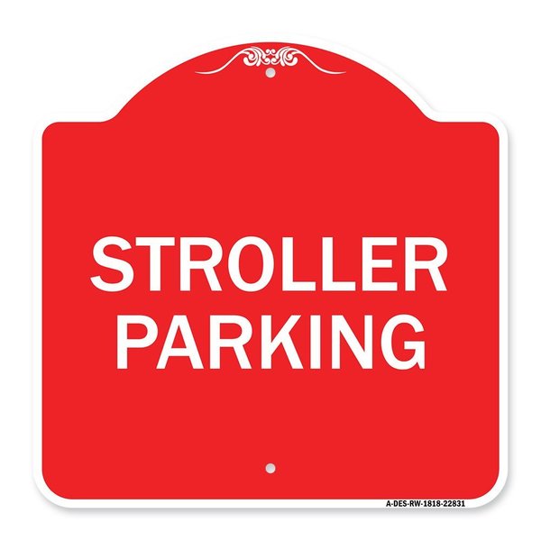 Signmission Designer Series Sign-Stroller Parking, Red & White Aluminum Sign, 18" x 18", RW-1818-22831 A-DES-RW-1818-22831